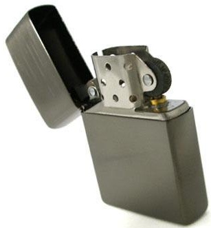 Typical Zippo type lighter. Iconic.